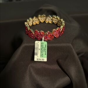 Elegant Heart Bracelet with Red and Gold Accents